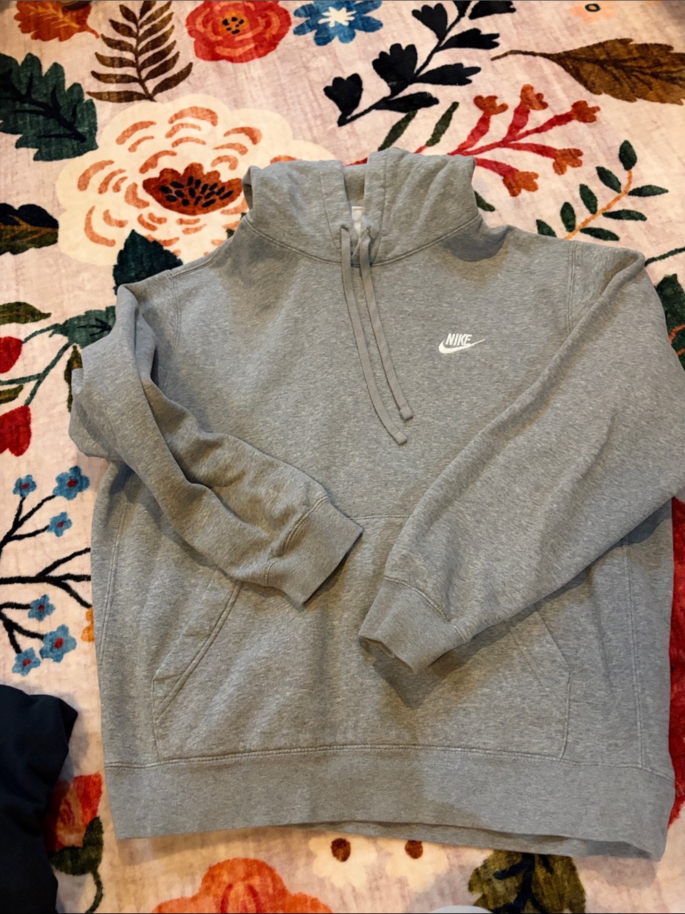 Nike hooded Gray Pullover with Small White Swoosh